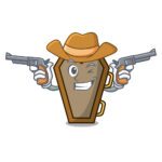 A picture of cowboy character with guns