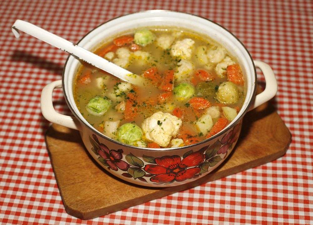 Diet soup with fresh vegetables