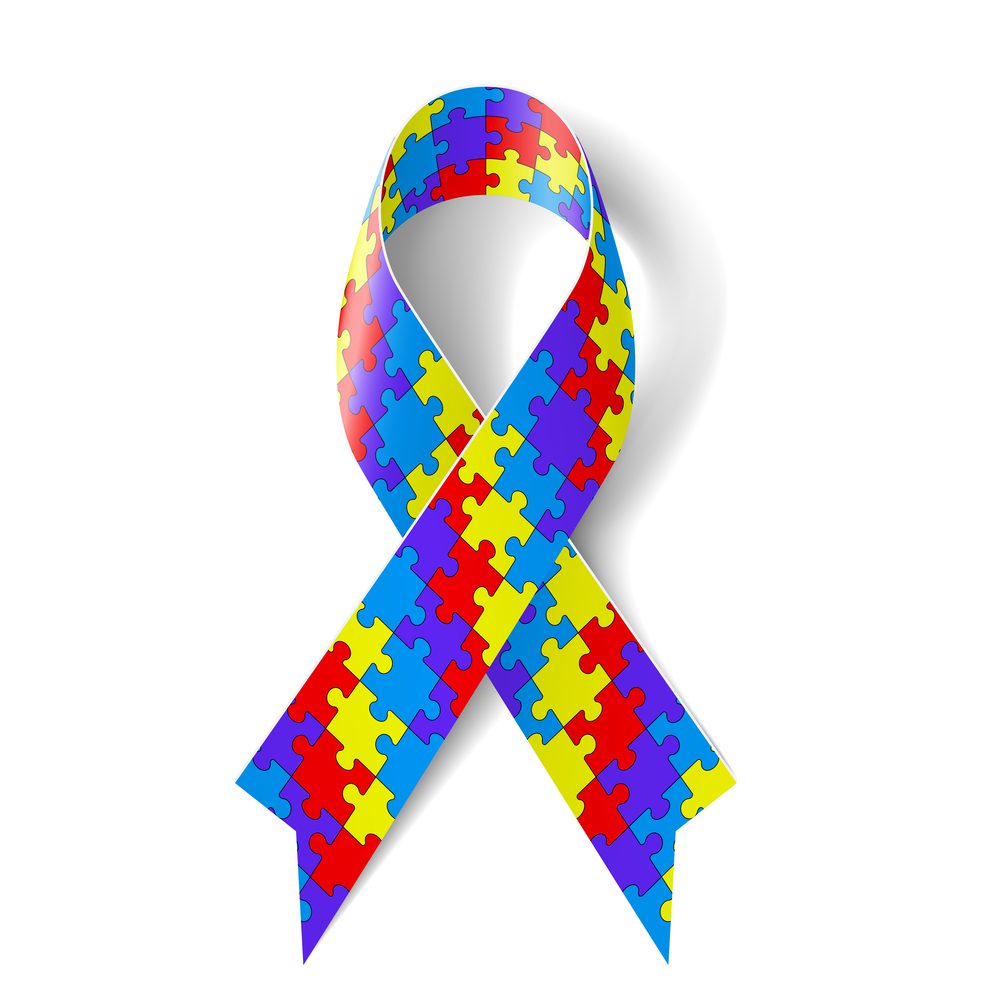 Colorful puzzle ribbon as symbol autism awareness