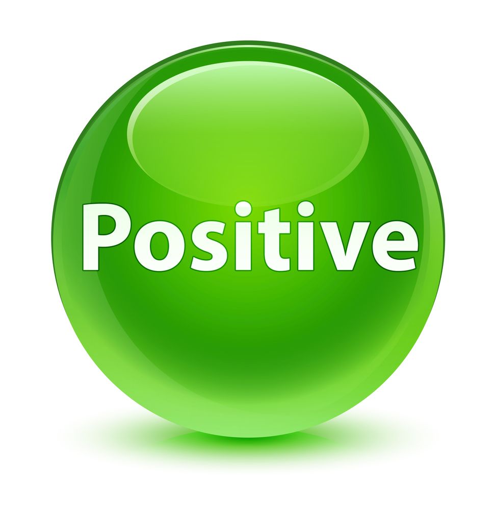 Positive isolated on glassy green round button abstract illustration