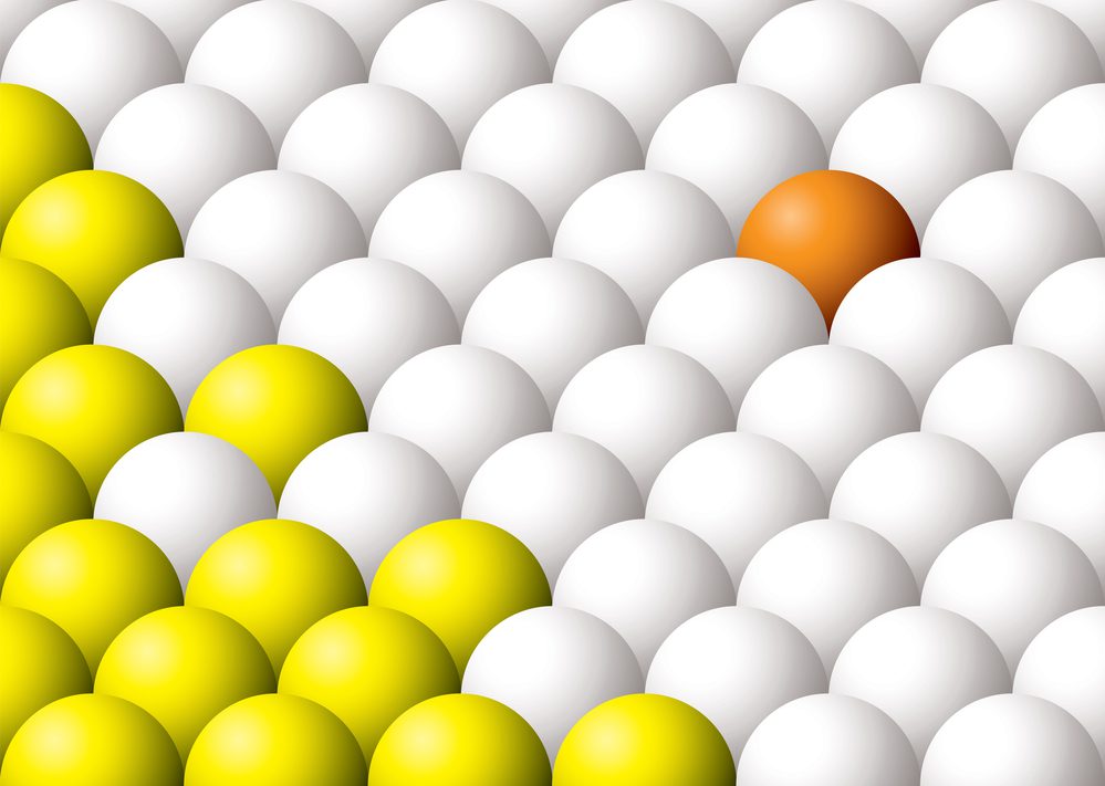 Odd one out illustrated colored ball abstract background