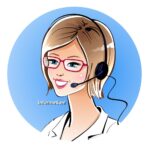 Cartoon woman with headset and glasses