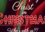 A christmas card with the words " we 're keeping christ in christmas ".