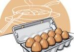 A drawing of an egg carton with eggs in it.