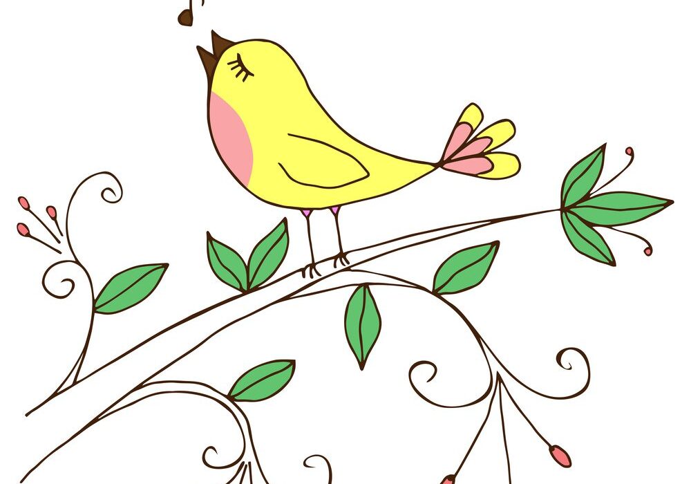 A yellow bird sitting on top of a tree branch.