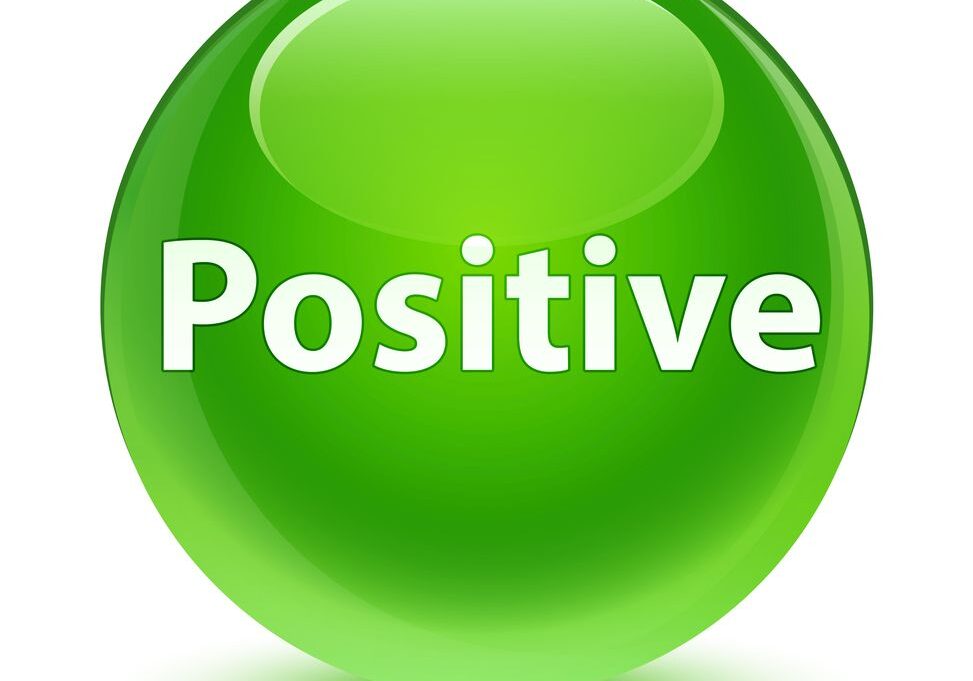 Positive isolated on glassy green round button abstract illustration