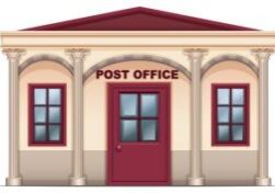Illustration of a post office on a white background